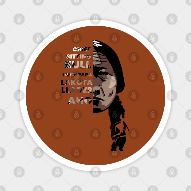 Sitting Bull Native American Half Face Design Magnet by Eyanosa